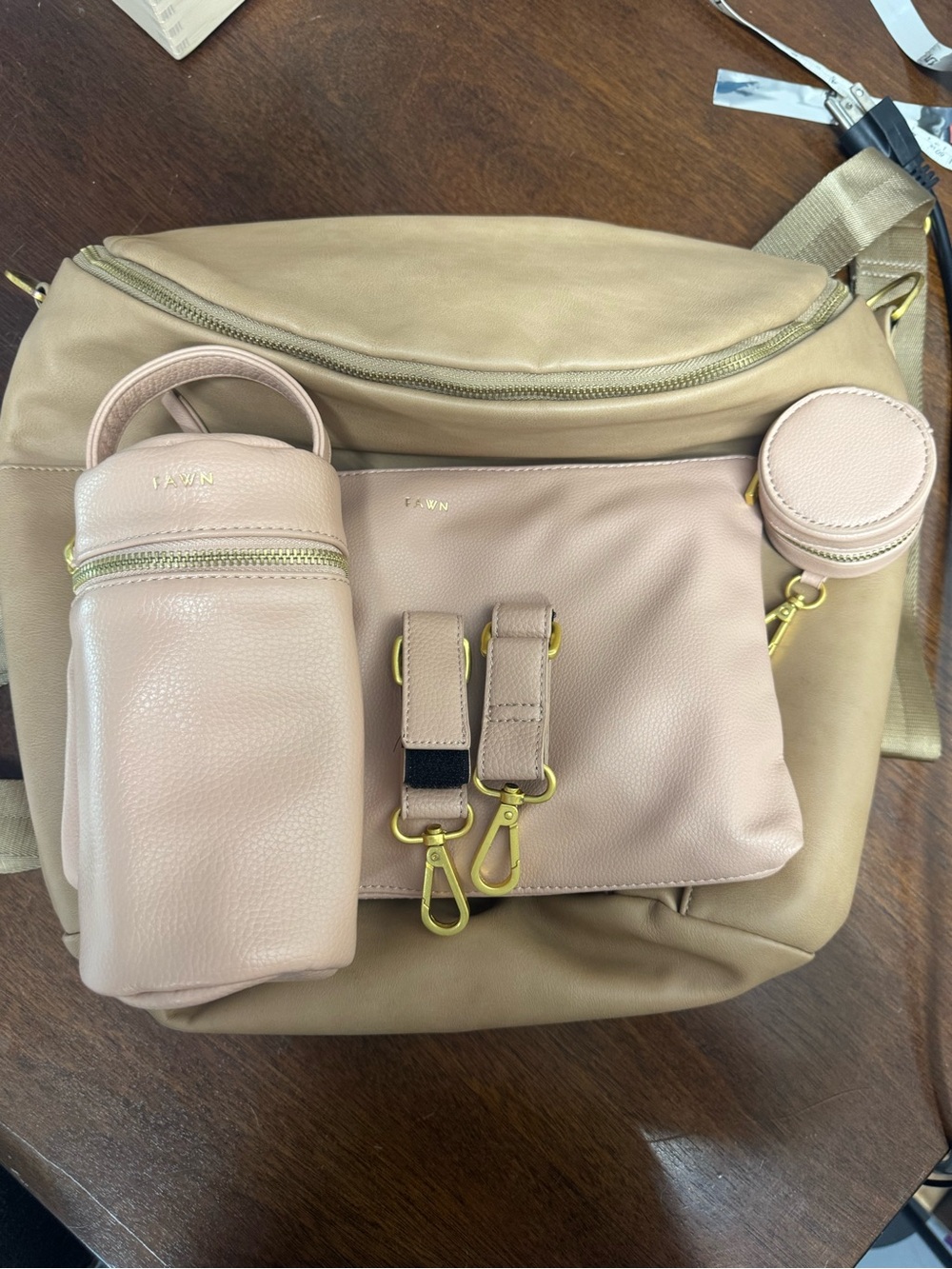 Fawn Design Diaper bag+stroller straps
Bottle bag+Paci bag+ zipper pouch with